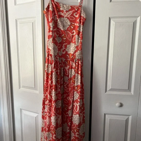 Zara Coral and Cream Floral Dress - Picture 1 of 13